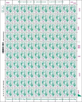 Feuilles Timbre France Paire Marianne Surcharg�es 2013-2018