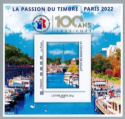 FFAP n�20 Bloc la Passion du Timbre Paris 2022 100 ans 2022