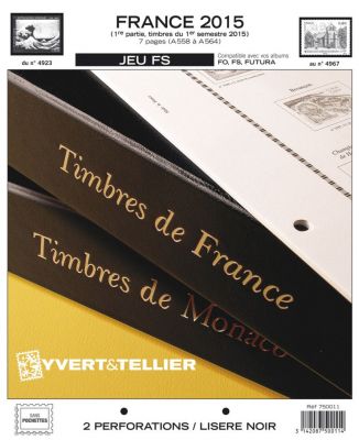 France 2015/1er Semestre Feuilles Annuelles Liser� Noir FS pour Timbres YVERT