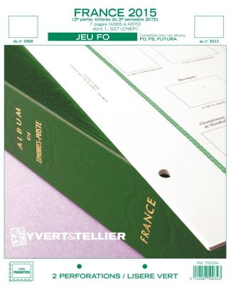 France 2015/2eme Semestre Feuilles Annuelles Liser� Vert FO pour Timbres YVERT