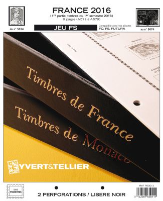 France 2016/1er Semestre Feuilles Annuelles Liser� Noir FS pour Timbres YVERT
