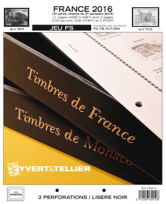 France 2016/2�me Semestre Feuilles Annuelles Liser� Noir FS pour Timbres YVERT