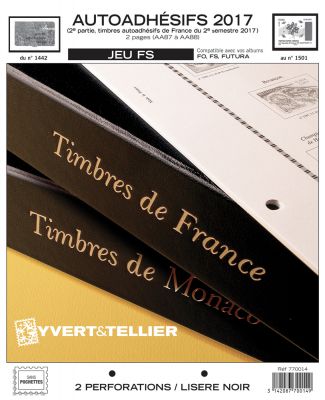 France 2017/2�me Semestre Feuilles Annuelles Autoadh�sifs Liser� Noir FS pour Timbres YVERT