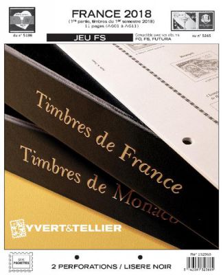 France 2018/1er Semestre Feuilles Annuelles Liser� Noir FS pour Timbres YVERT
