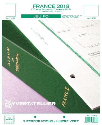 France 2018/1er Semestre Feuilles Annuelles Liser� Vert FO pour Timbres YVERT