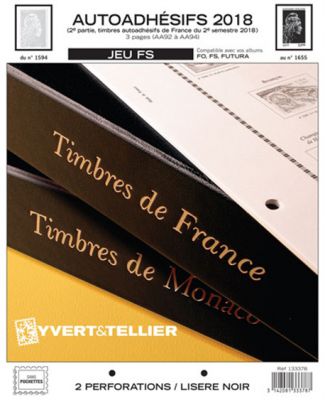 France 2018/2�me Semestre Feuilles Annuelles Autoadh�sifs Liser� Noir FS pour Timbres YVERT