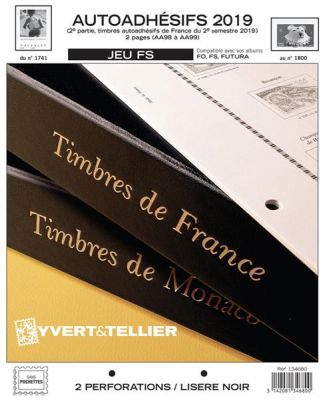 France 2019/2�me Semestre Feuilles Annuelles Autoadh�sifs Liser� Noir FS pour Timbres YVERT