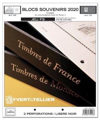 France 2020 Blocs Souvenirs Feuilles Annuelles Liser� Noir FS pour Timbres YVERT