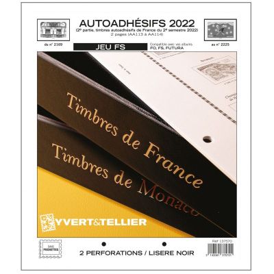 France 2022/2�me Semestre Feuilles Annuelles autoadh�sifs Liser� Noir FS YVERT ET TELLIER