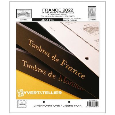 France 2022/2�me Semestre Feuilles Annuelles Liser� Noir FS pour Timbres YVERT ET TELLIER