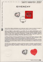 France 3996/97 Saint Valentin Coeurs Givenchy 2007 Document Officiel