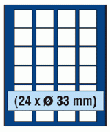 Plateau 24 cases diamètre 33mm pour pièces de 2 sous capsules SAFE