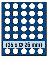 Plateau 35 cases diamètre 26mm pour pièces de 2 SAFE