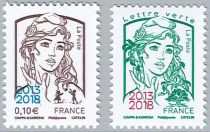 Timbre France Paire Marianne Surchargées 2013-2018