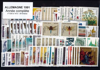 Timbres Allemagne f�d�rale Ann�e Compl�te 1991