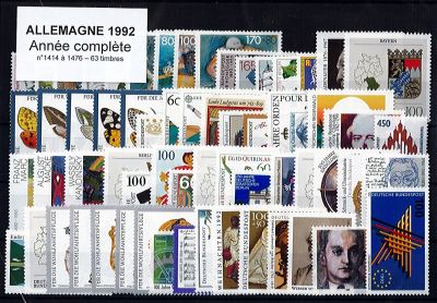 Timbres Allemagne f�d�rale Ann�e Compl�te 1992
